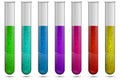 Vector glass test tubes with colored liquids